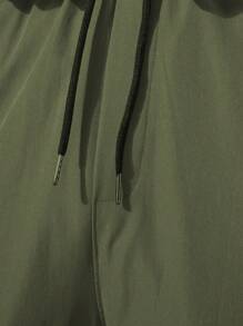 Manfinity Hypemode Loose-Fit Men Flap Pocket Side Drawstring Waist Cargo Pants - Army Green - View 3