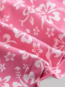 SHEIN MOD 大码女式夏季粉色碎花领口蝴蝶结胸围交叉度假背心 - 彩色 - 查看 3