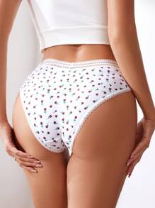 SHEIN Panties triangulares de mujer con encaje floral y corte hueco