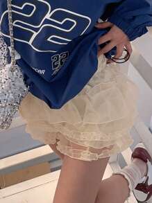 DAZY Women's Sweet Multilayer Mesh Skort For Summer