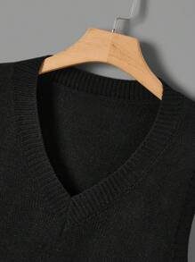 Flirla Chaleco de punto para mujer de talla grande en unicolor