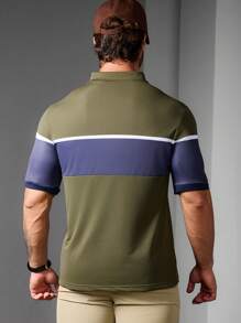 Manfinity Sport Corelite Boyfriend Style Men's Summer Color Block Patchwork Short Sleeve Sports Polo Shirt Workout Tops Golf Shirt