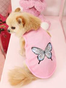 PETSIN 1pc Pink Butterfly Pet Print Pet Cat/Dog Vest - Multicolor - View 1