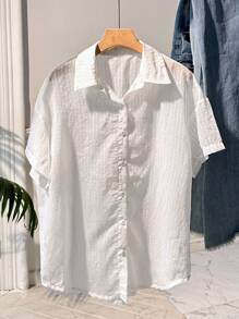 SHEIN Unity Women's Fashion Summer All-Match Shirt - White - View 3