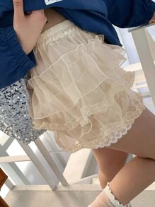 DAZY Women's Sweet Multilayer Mesh Skort For Summer