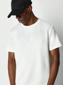 SUMWON Slim Fit Short Sleeve Solid Tee - White - View 3