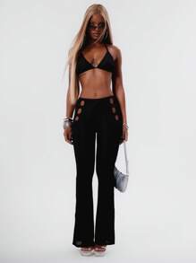 MUSERA Black Bralet & Cut Detail Trouser Co-Ord Spring - Black - View 1