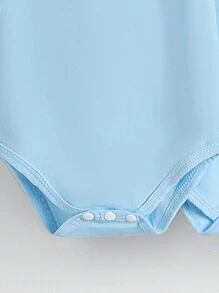 SHEIN Fashionable Solid Color Loose Bodysuit For Baby Girls - Blue - View 3