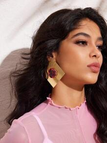 SHEIN X SAMADHI SHEIN BAE 1 par de brincos de tacha simples de metal e strass adequados para uso diário