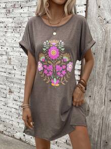 SHEIN LUNE Casual Printed Women Dresses, Summer Daily