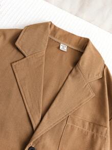 Teen Boy Elegant Suit Jacket And Shorts Set - Brown - View 4