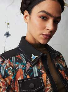 Frida Kahlo X SHEIN 3 Pcs/Set Zinc Alloy Figure And Bird & Floral Badge Brooch Gifts,Summer Outfits, Spring Outfits,Beach, Vacation, Flower - Multicolor - View 5