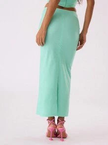 MUSERA Falda larga elegante y sexy de verano con ajuste ceñido y cremallera en la espalda