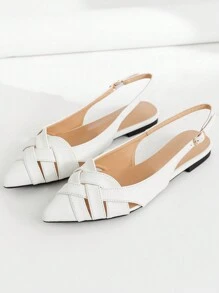 White Flat Banquet Shoes (Random Surface Pattern)