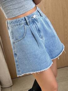 DAZY Women's Solid Color Simple Daily Jeans Denim Shorts Jorts - Blue - View 6