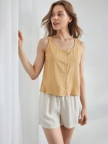 Ocili Leisure Women's Fashion Solid Color Sleeveless Homewear Top