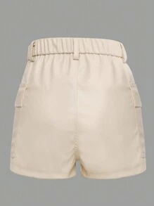SHEIN Unity Casual Solid Color Cargo Shorts For Summer - Beige - View 2