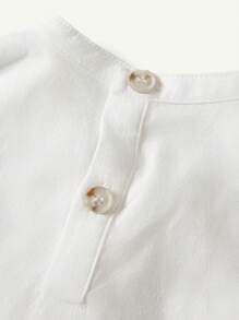 Cozy Pixies Baby Boy Traditional Patterned Short Sleeve Pullover With Stand Collar - White - View 6