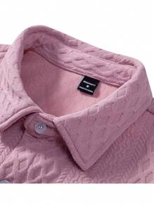 Manfinity Homme Chemise estivale occasionnelle pour hommes à manches courtes de couleur unie - Rose bonbon - Voir 8