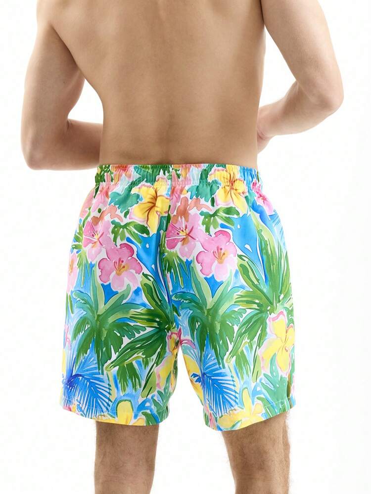 Men's Colorful Minimalist Printed Lace-Up Beach Shorts