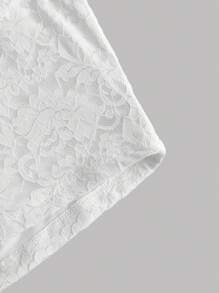 SHEIN Privé 女士純色不對稱領口單肩背心蕾絲流蘇優雅夏季上衣 - 白色 - 查看 4