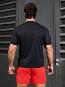 Gym Rark 男友风男士时尚纯色短袖紧身运动 T 恤 - 黑色 - 查看 2