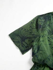 Women's Vintage Loose Short Sleeve Long  Printed Chiffon Dress