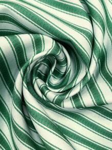 SHEIN LUNE Quần dài nữ sọc in đơn giản hàng ngày - màu xanh lá - Xem 4