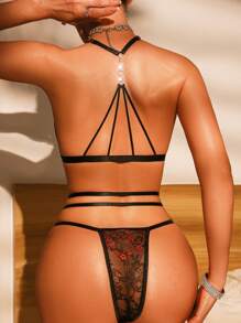 2 piezas/Set lencería sexy inalámbrica de encaje para mujeres