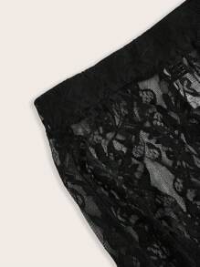 SHEINNeu Pantaloni bianchi dritti e sexy in pizzo a patchwork con elastico in vita