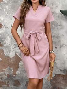 EMERY ROSE 女士A字腰帶連身裙，休閒夏裝