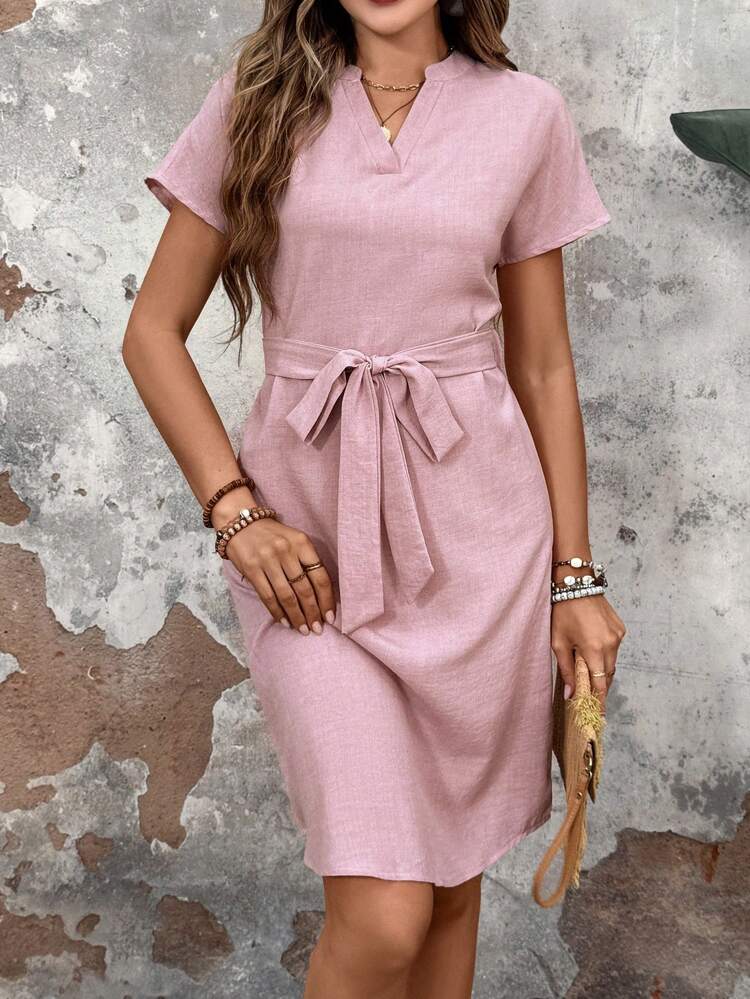 Women'S A-Line Waist Belted Dress Casual Dress Summer