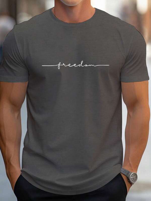 Manfinity Dauomo Men Letter Graphic Tee