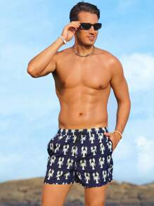 Surfspeed Men's Animal Printed Drawstring Shorts With Pockets For Summer Beach - Multicolor - View 3