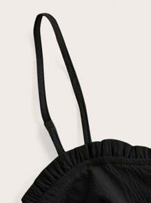 SHEIN EZwear Women's Plus Size Drawstring Front Tank Top And Wide Leg Pants Set, Solid Color, With Paper Bag Waist