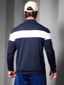 Manfinity Sport Corelite Boyfriend Style Men's Fashionable Loose Casual Long Sleeve Collar Turn-Down Sports Sweatshirt Boyfriend Style Men Sweatshirt