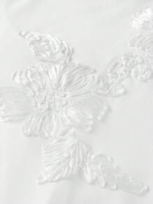 Anewsta 白色优雅浪漫温柔 3D 花卉刺绣露背女士美人鱼连衣裙长款女士服装