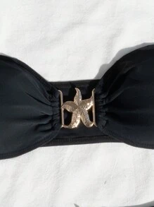 Swim SXY Conjunto de bikini sólido y simple para damas para uso diario, verano en la playa