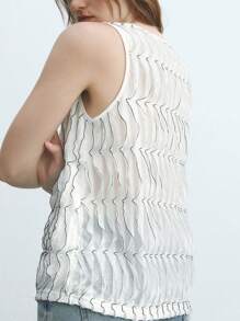 Maija White French Style Women's Casual Loose Tank Top With Multiple Layers And Frill Trim For Summer - Black - View 5