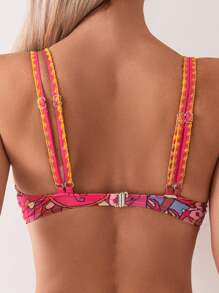 SHEIN Swim 女士度假几何印花性感比基尼套装，随机印花夏季 - 彩色 - 查看 4