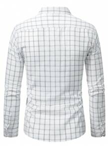 Manfinity Mode Men Spring Casual Plaid Long Sleeve Shirt For Business Commute, For Fall - Multicolor - View 2