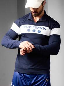 Manfinity Sport Corelite Boyfriend Style Men's Fashionable Loose Casual Long Sleeve Collar Turn-Down Sports Sweatshirt Boyfriend Style Men Sweatshirt