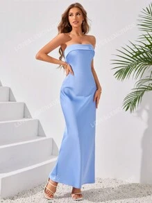 LOVE&LEMONADE Ladies' Solid Color Simple Style Everyday Strapless Dress Elegant Bridesmaid Dress