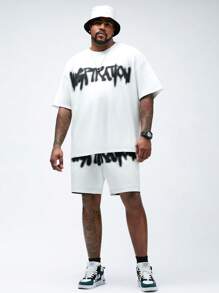Manfinity VCAY 2 pezzi Set di magliette a manica corta casual a maglia per uomo di taglia extra-large