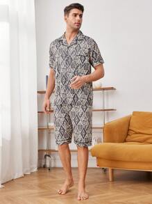 Set Homewear Estivo da Uomo con Maniche Corte e Pantaloncini Casuali