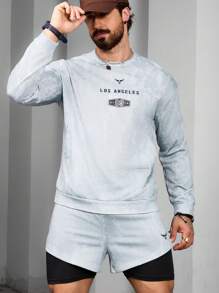 Gym Rark 男友风男士四季字母印花圆领卫衣短裤休闲运动套装健身套装 - 彩色 - 查看 3