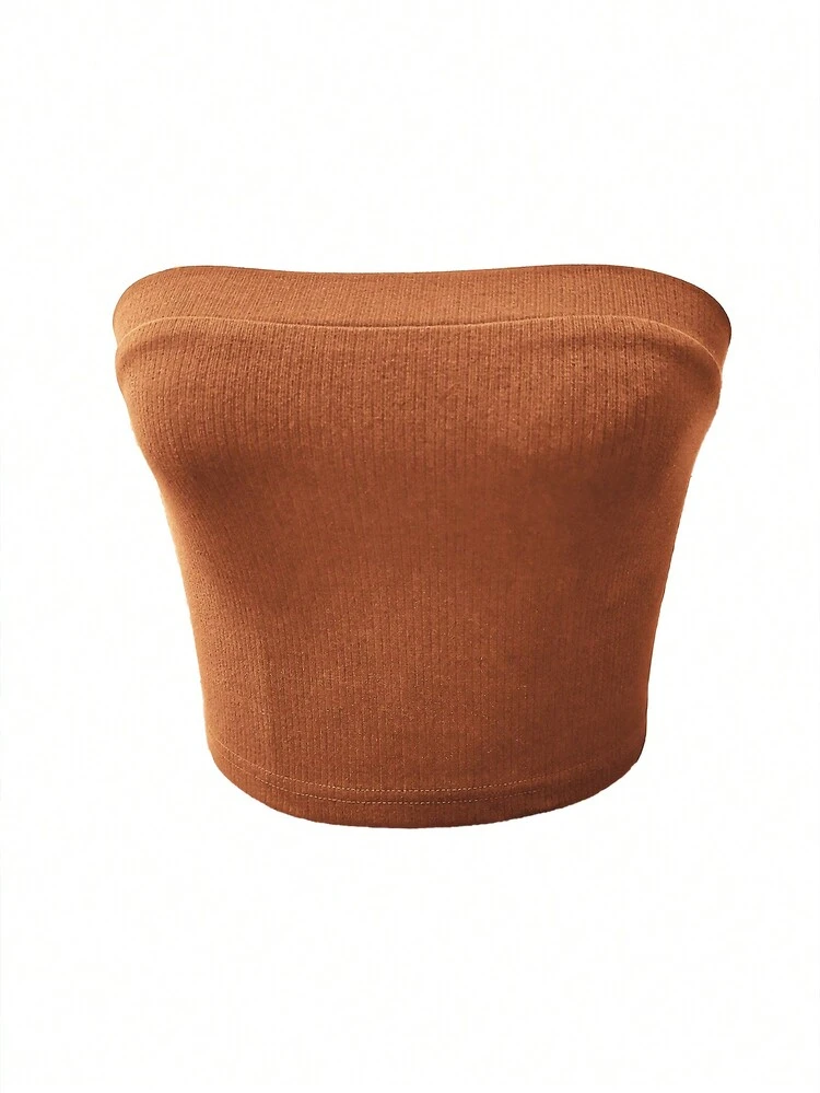 Women's Solid Color Simple Strapless Top For Daily Wear