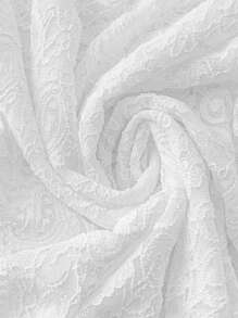 Flirla White Paisley Pattern Lace Plus-Size Women Top - White - View 5