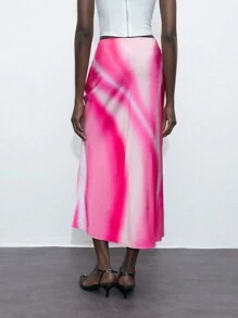 Maija Women's Fashionable Asymmetrical Printed Drawstring Design High Slit Skirt - Multicolor - View 9