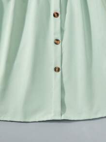 青少女單排釦休閒夏季吊帶裙 - 綠色 - 查看 3